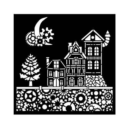 Stamperia Gear up for Christmas Thick Stencil 18x18cm Houses