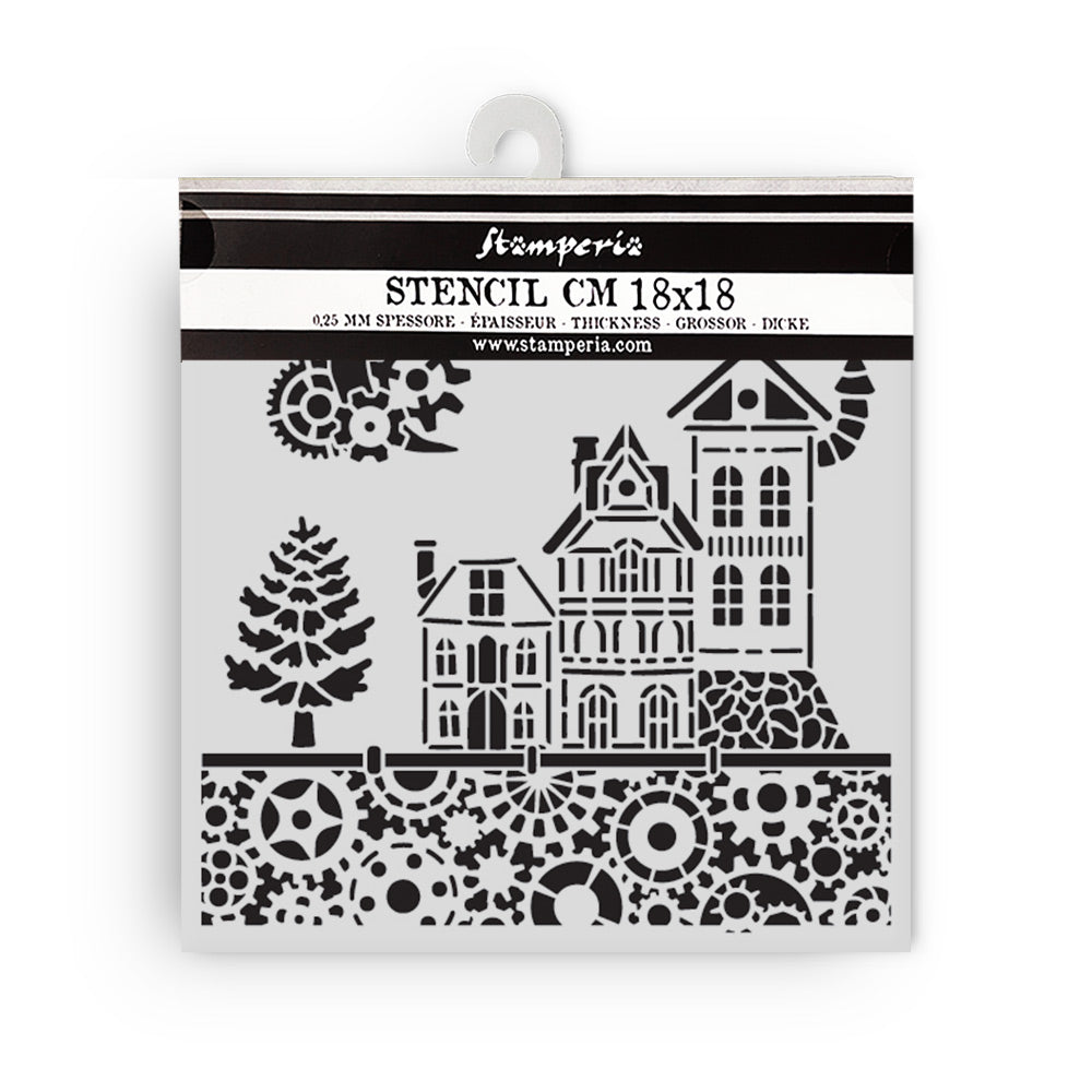 Stamperia Gear up for Christmas Thick Stencil 18x18cm Houses