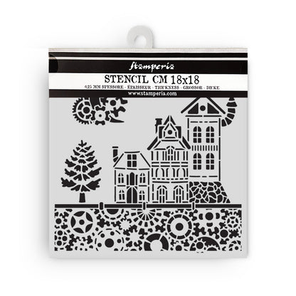 Stamperia Gear up for Christmas Thick Stencil 18x18cm Houses