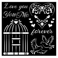 Stamperia 18 x 18cm Thick Stencil You And Me Love Me