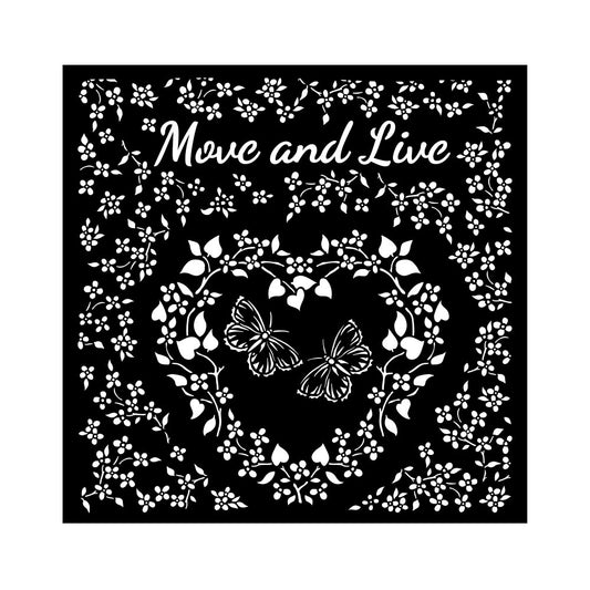 Stamperia 18 x 18cm Thick StencilSunflower Art Move And Live Heart