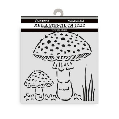 Stamperia Whispering Woods Thick Stencil 12x12cm Mushrooms