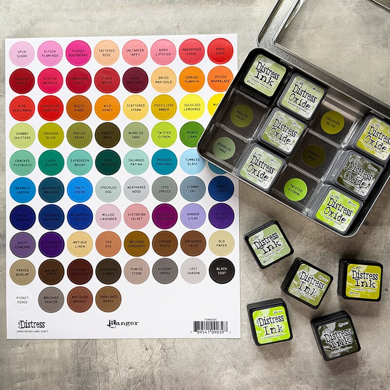 Ranger Tim Holtz Distress Large Round Label Sheet- Black Printing
