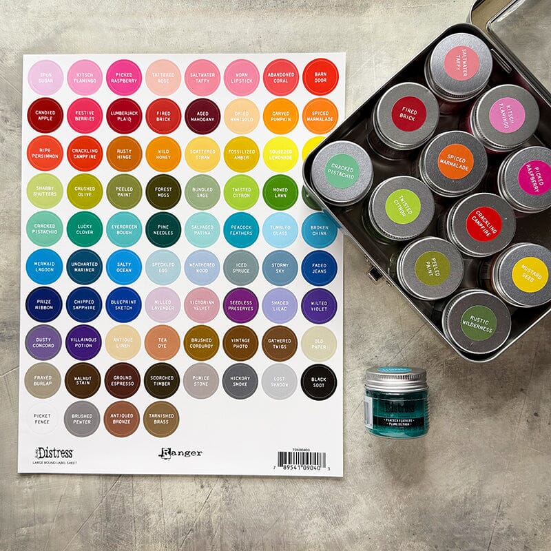 Ranger Tim Holtz Distress®Large Round Label Sheet- White Printing