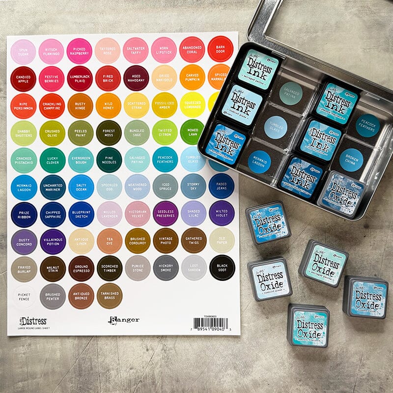 Ranger Tim Holtz Distress®Large Round Label Sheet- White Printing