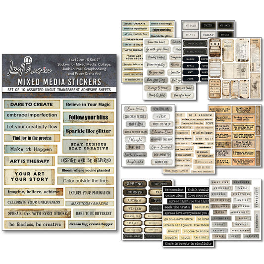 Ciao Bella Mixed Media Sticker Set Little Words (10pcs)
