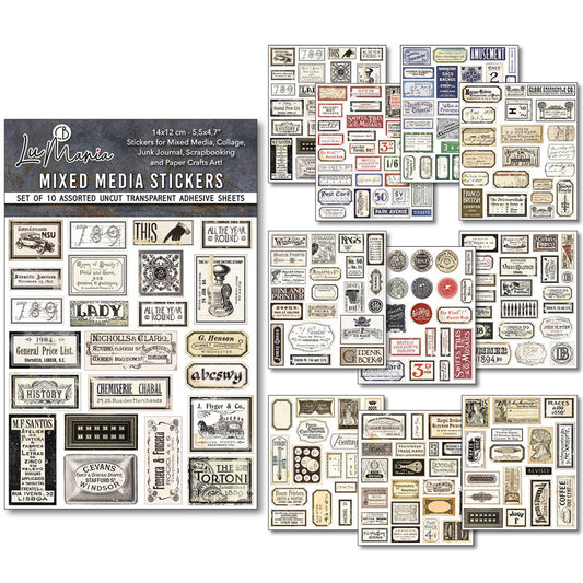 Ciao Bella Mixed Media Sticker Set Vintage Scripts (10pcs)