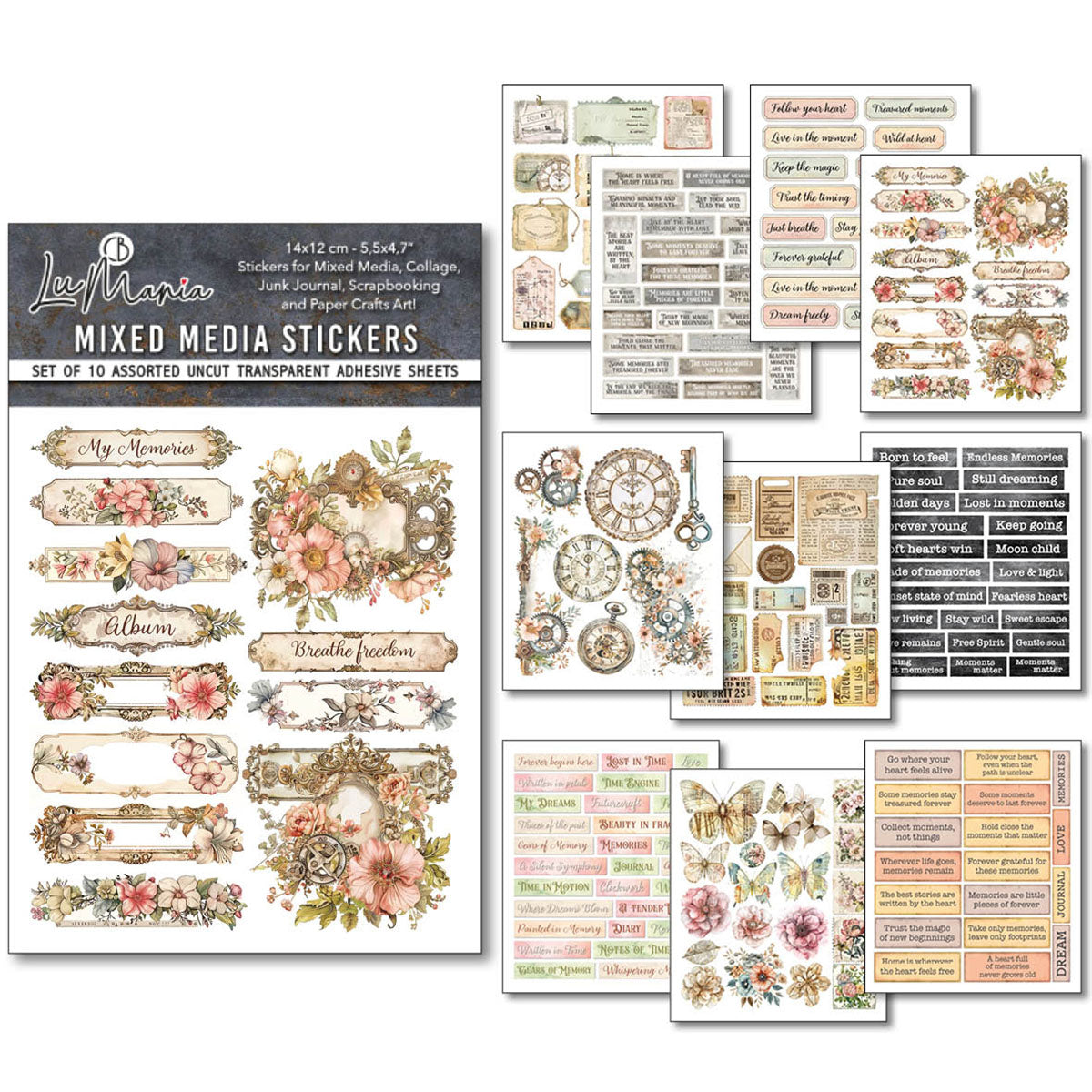 Ciao Bella Lost in Time Mixed Media Stickers (10pcs)