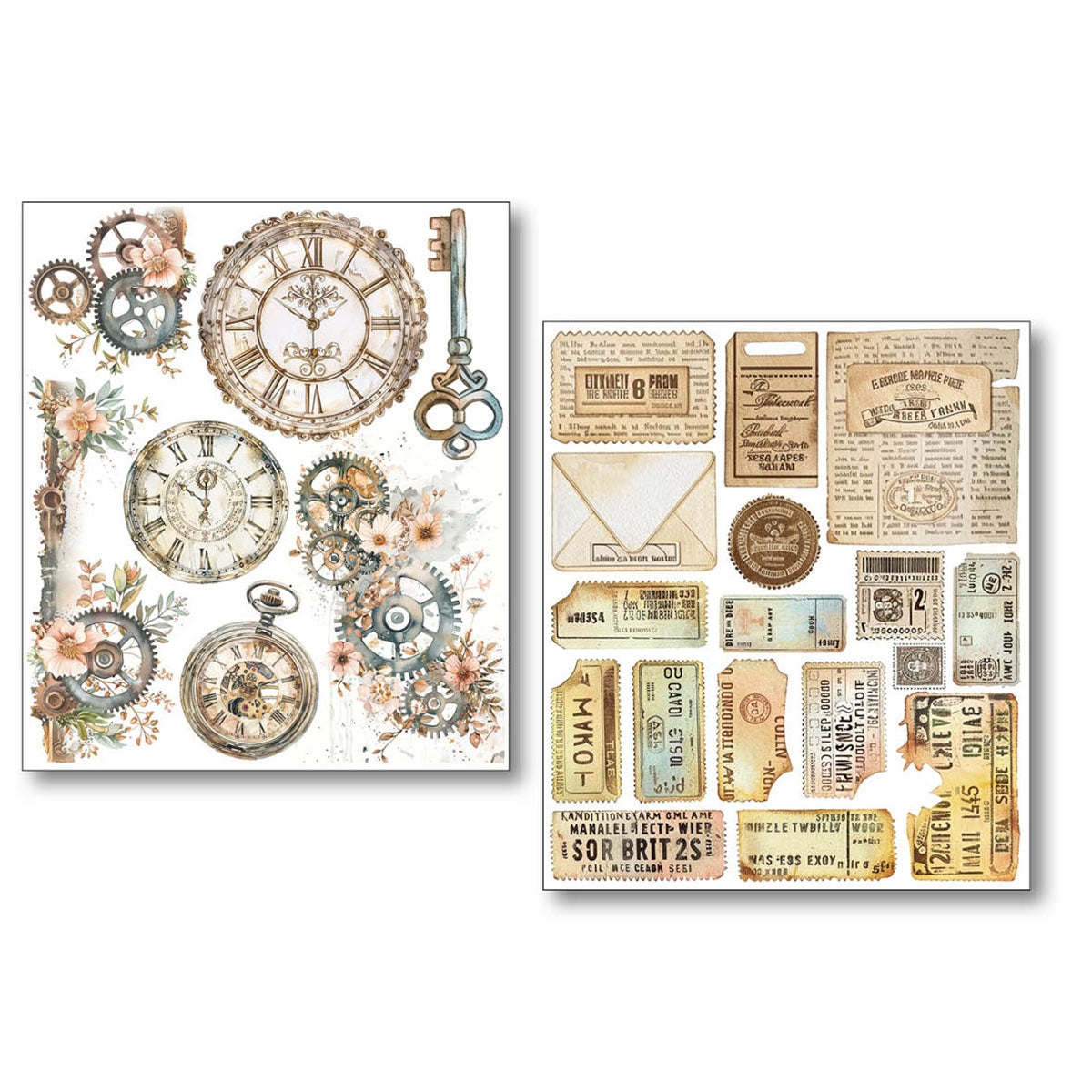 Ciao Bella Lost in Time Mixed Media Stickers (10pcs)