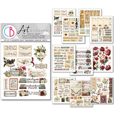 Ciao Bella Book Lovers Encyclopedia Art Stickers Transparent Adhesive Sheets (10pcs)