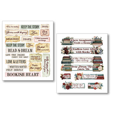 Ciao Bella Book Lovers Encyclopedia Art Stickers Transparent Adhesive Sheets (10pcs)