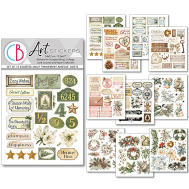 Ciao Bella Christamas Encyclopedia Art Stickers Transparent Adhesive Sheets (10pcs)