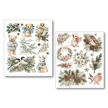 Ciao Bella Christamas Encyclopedia Art Stickers Transparent Adhesive Sheets (10pcs)