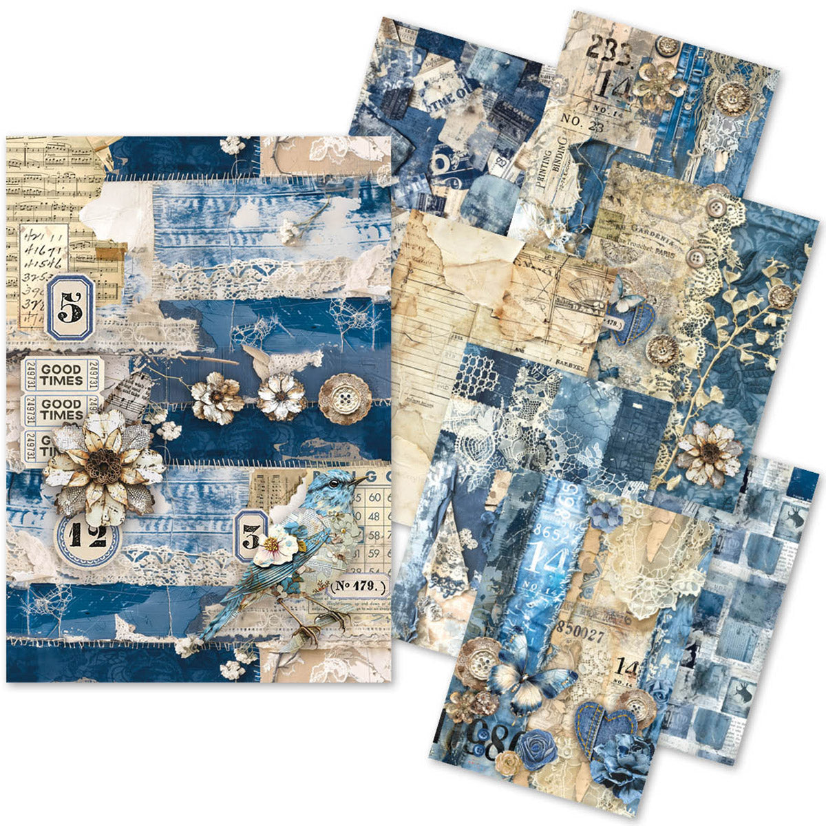 Ciao Bella Craftmix Mixed A5 Paper Pack Urban Blue Denim (8pcs)