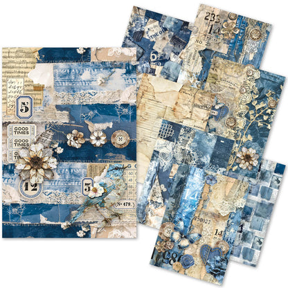 Ciao Bella Craftmix Mixed A5 Paper Pack Urban Blue Denim (8pcs)