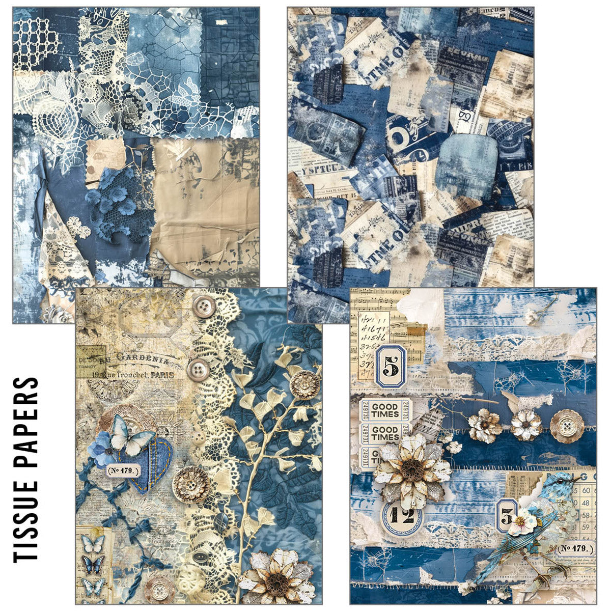 Ciao Bella Craftmix Mixed A5 Paper Pack Urban Blue Denim (8pcs)
