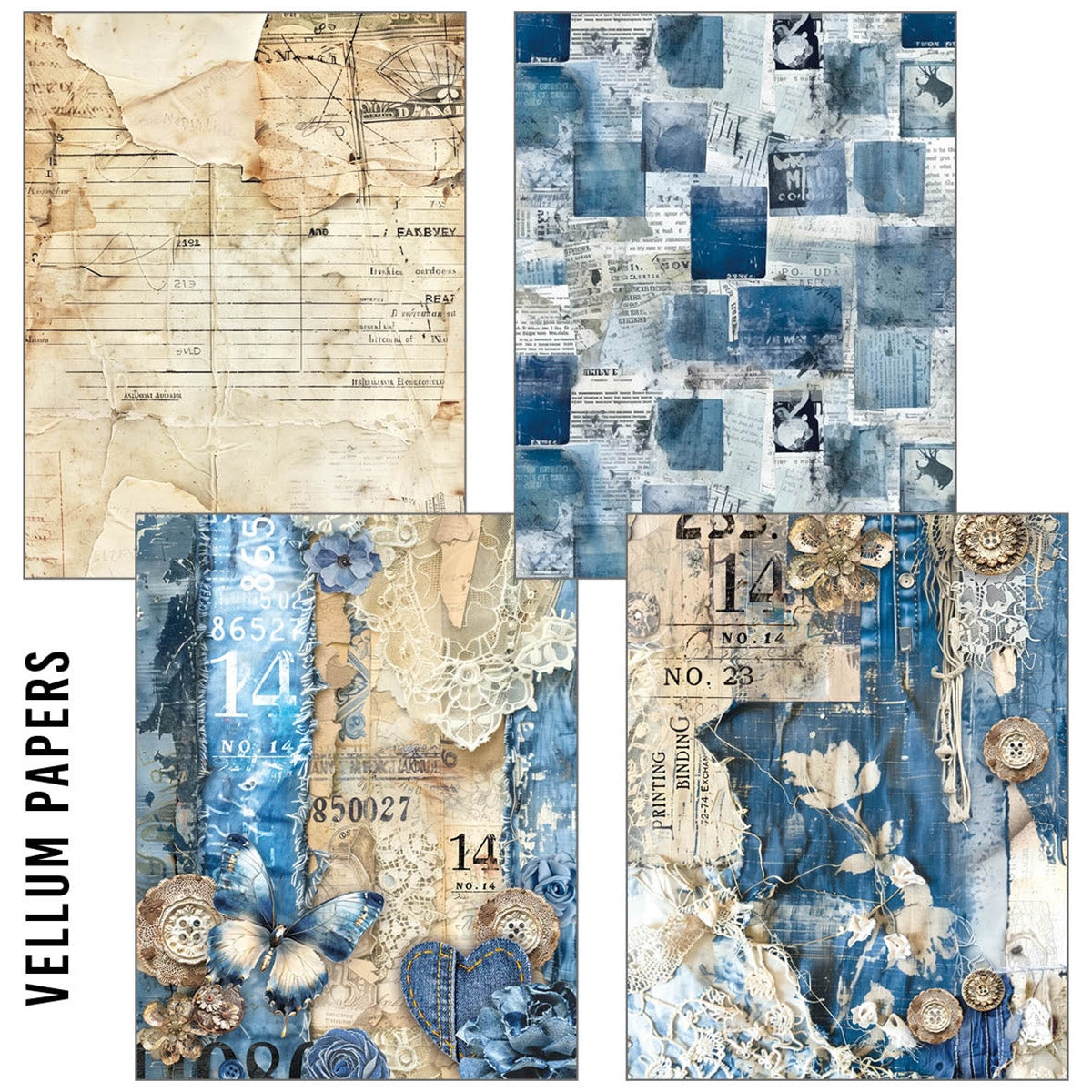 Ciao Bella Craftmix Mixed A5 Paper Pack Urban Blue Denim (8pcs)