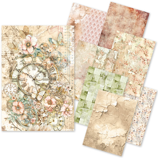 Ciao Bella Lost in Time Craftmix Mixed A5 Paper Pack (8pcs)