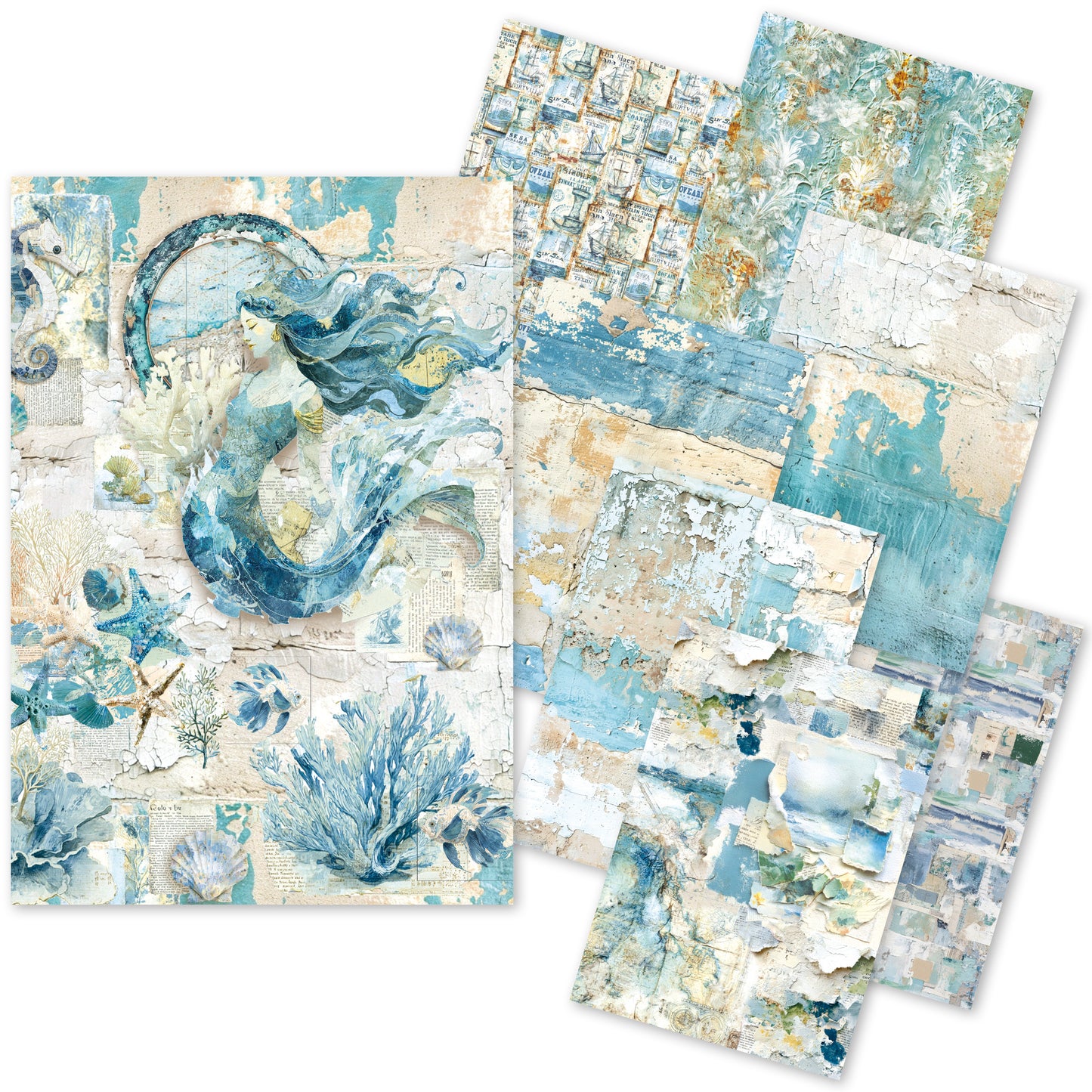 Ciao Bella Edge of the Ocean Craftmix Mixed A5 Paper Pack (8pcs)