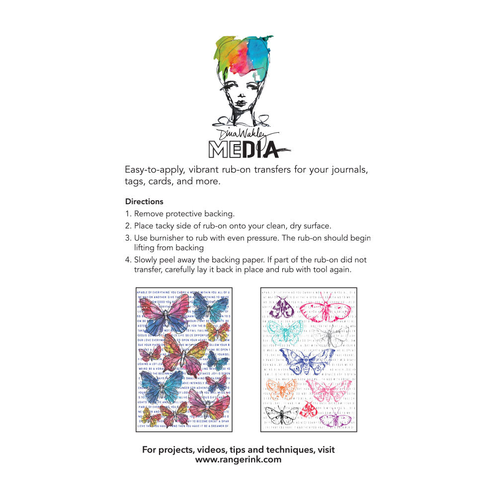 Ranger Dina Wakley MEdia Rub-ons - Flutters