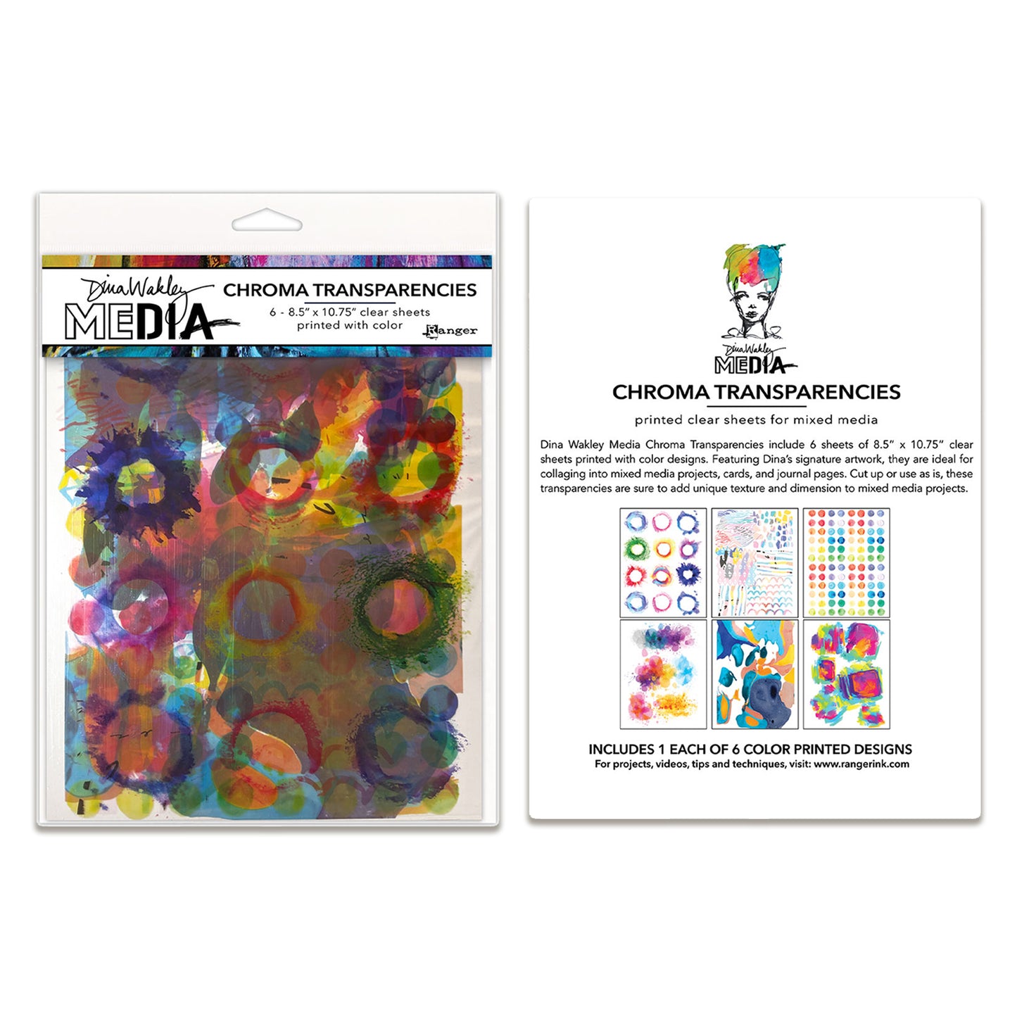 Ranger Dina Wakley MEdia Chroma Transparencies-Painted Elements (ship from 12th June)