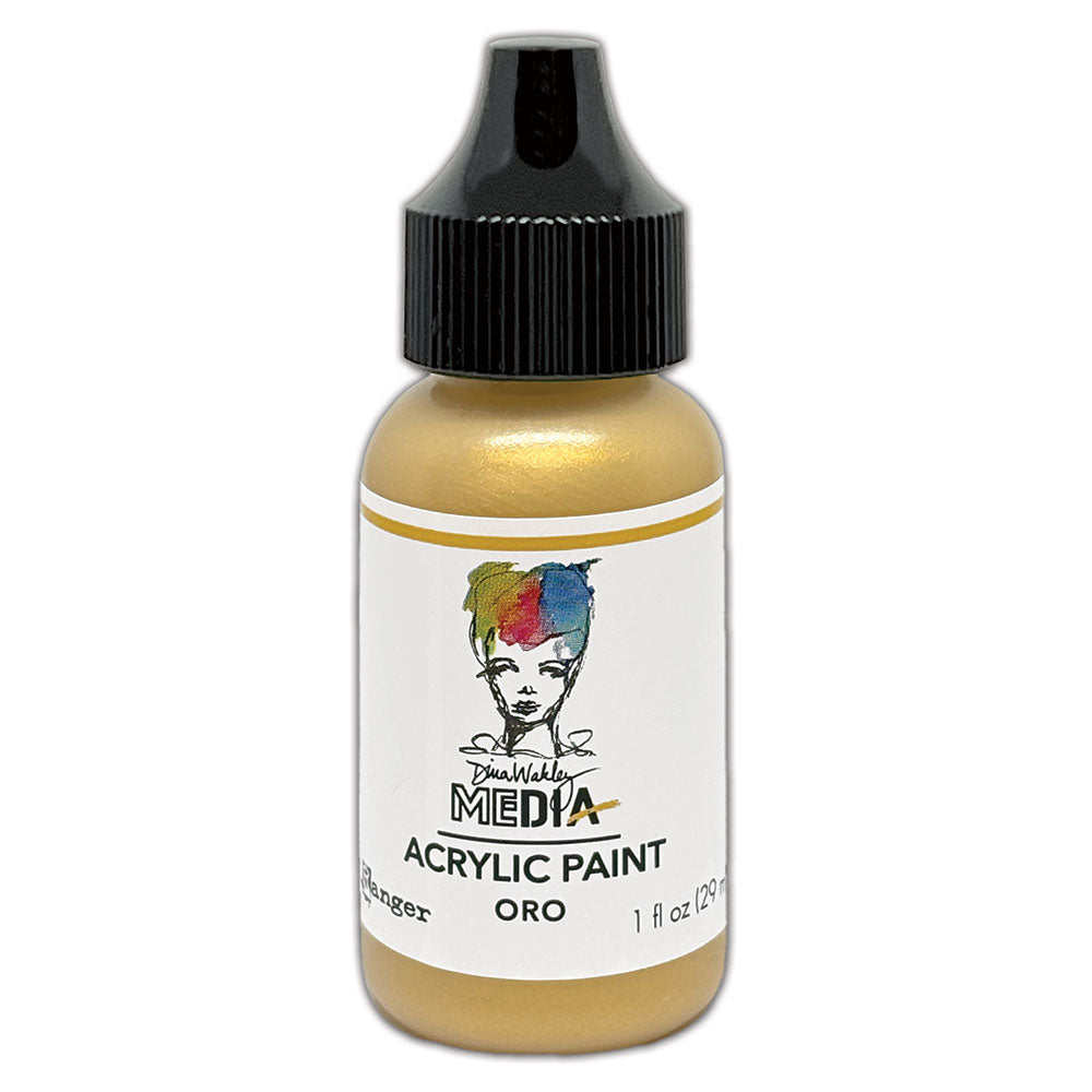 Ranger Dina Wakley MEdia Heavy Body Acrylic Paints 1 oz. Bottled Paints - Oro
