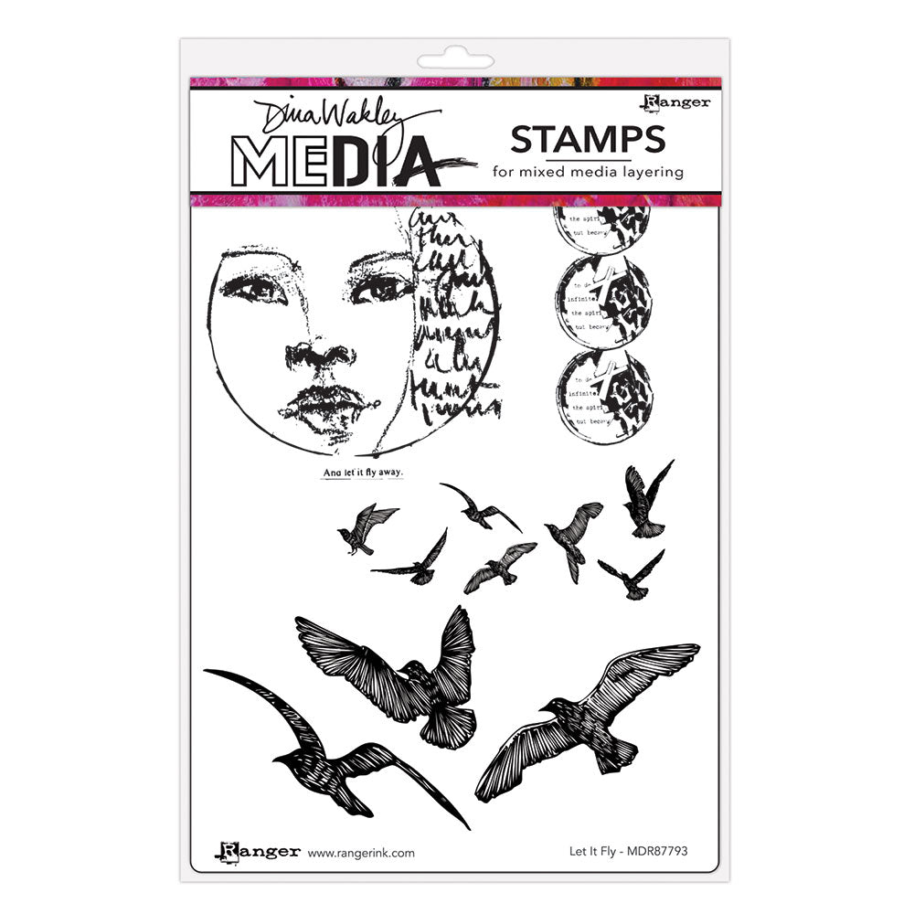 Ranger Dina Wakley Media Cling Stamps - Let It Fly