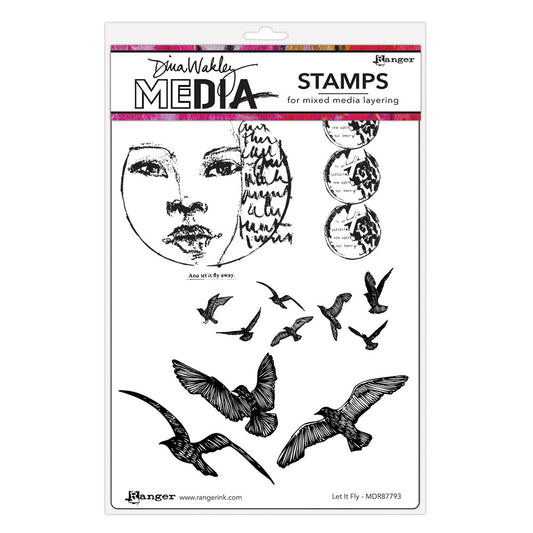 Ranger Dina Wakley Media Cling Stamps - Let It Fly