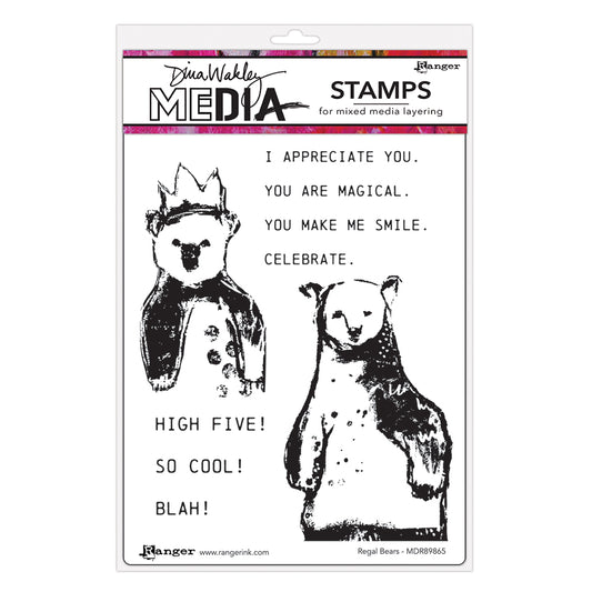 Ranger Dina Wakley MEdia Cling Stamp - Regal Bears