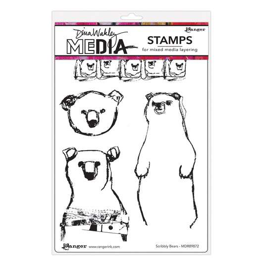 Ranger Dina Wakley MEdia Stamp - Scribbly Bears