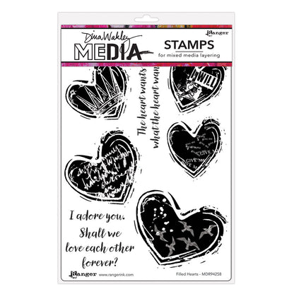 Ranger Dina Wakley MEdia Cling Stamps - Filled Hearts