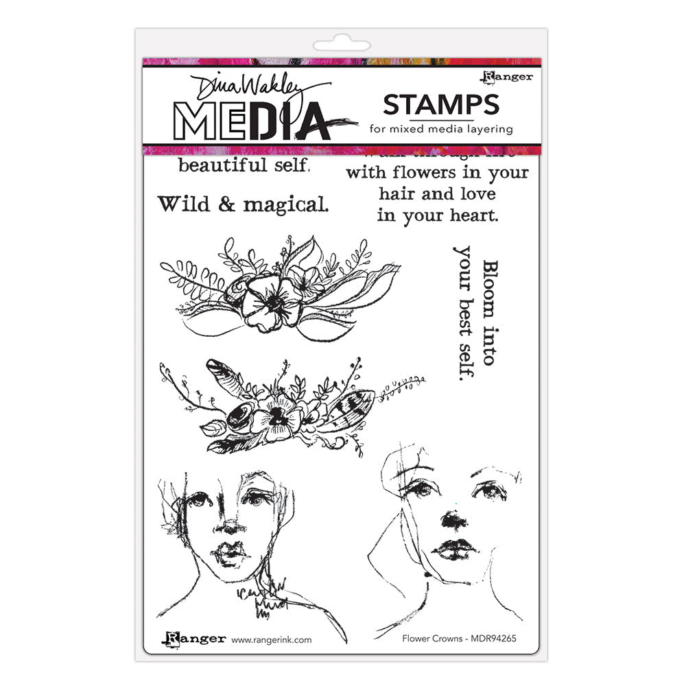 Ranger Dina Wakley MEdia Cling Stamps - Flower Crowns