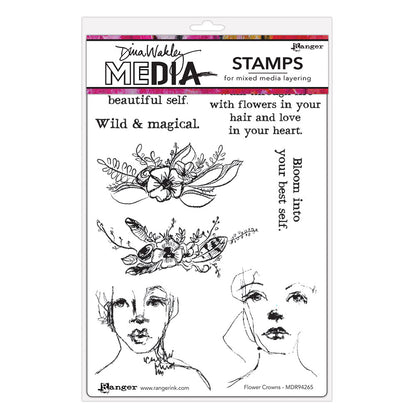 Ranger Dina Wakley MEdia Cling Stamps - Flower Crowns