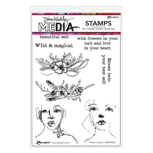 Ranger Dina Wakley MEdia Cling Stamps - Flower Crowns