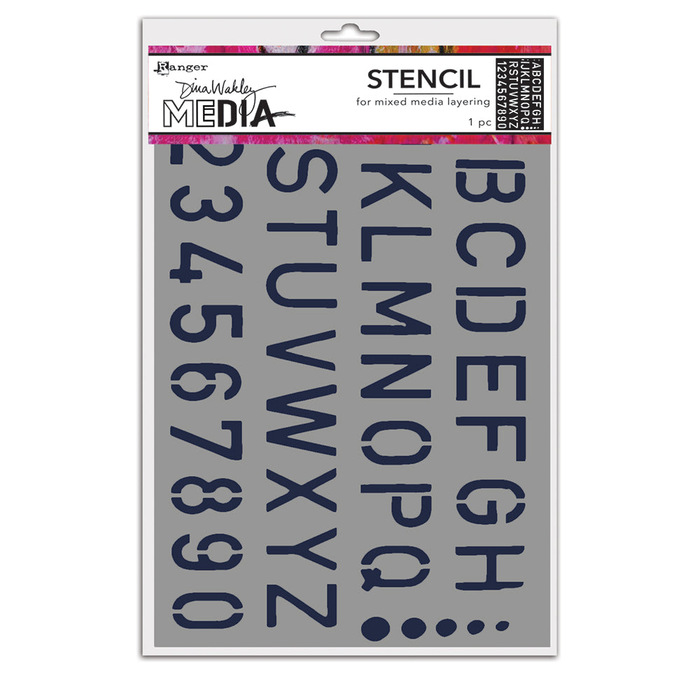 Ranger Dina Wakley MEdia Stencil - School Style Alpha