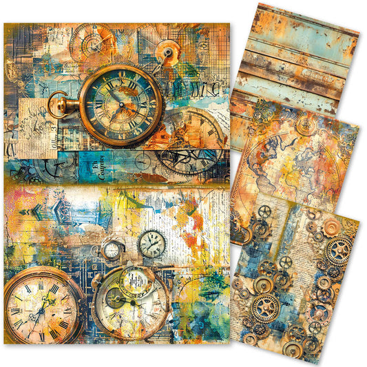 Ciao Bella Mixed Media Rice Paper A4 Past Time (4pcs)