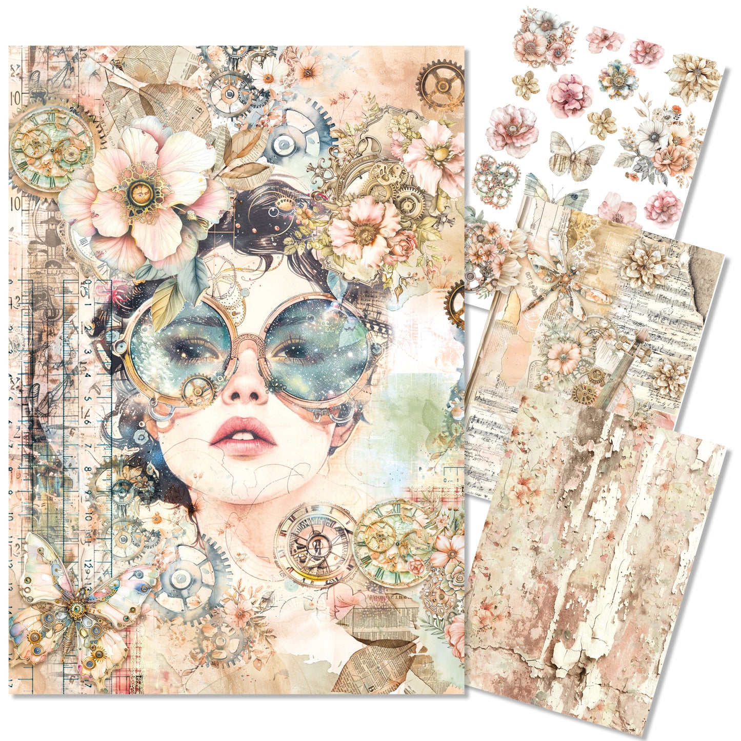 Ciao Bella Lost in Time A4 Mixed Media Rice Paper (4pcs)