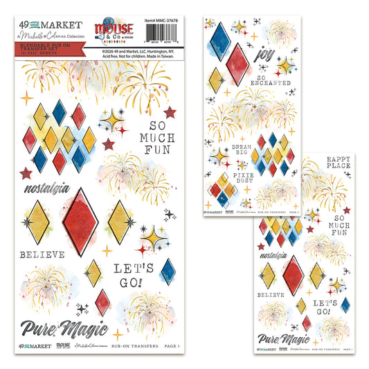 49 And Market Mouse & Co. 6x12 Inch Blendable Rub-on Transfer Set by Michelle Coleman
