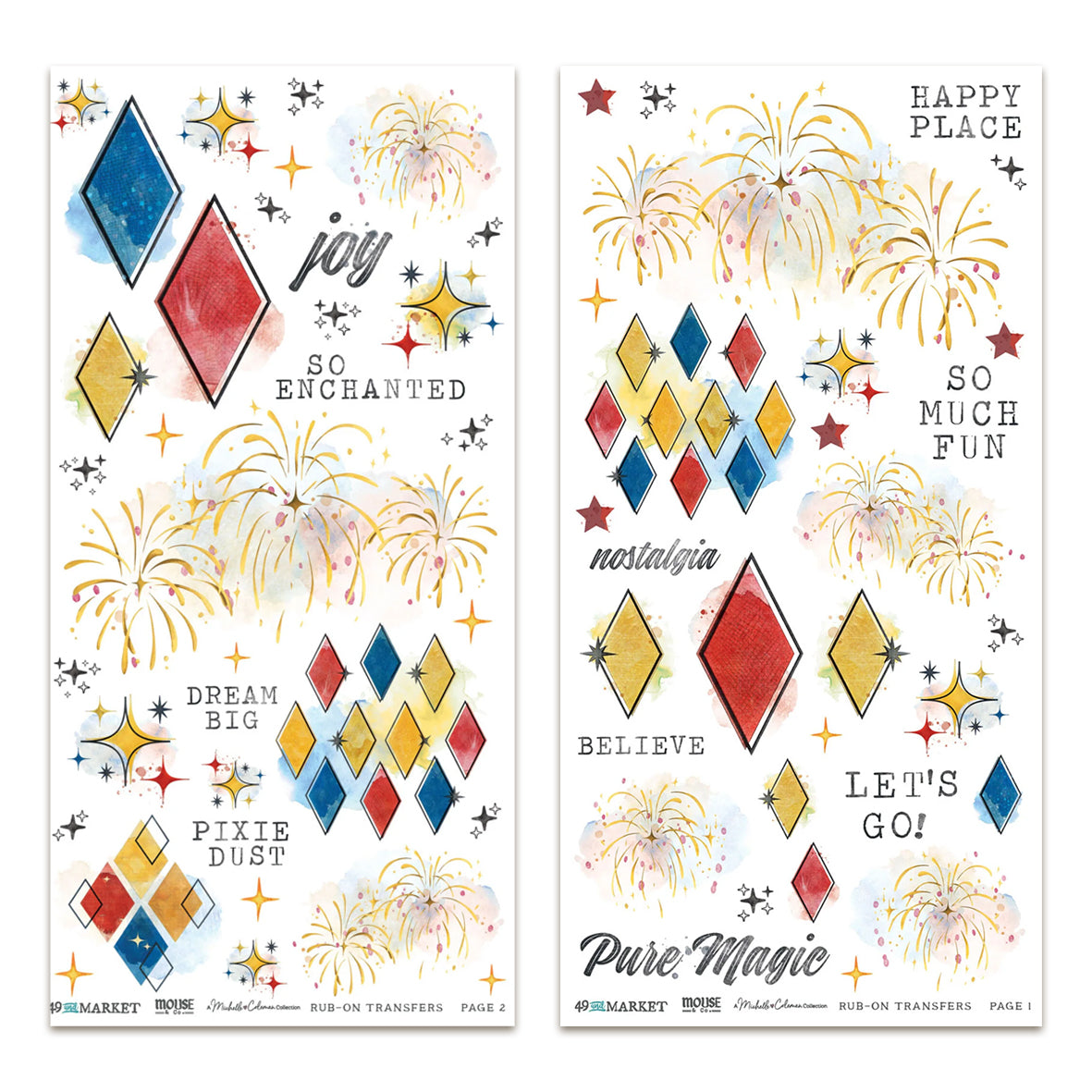 49 And Market Mouse & Co. 6x12 Inch Blendable Rub-on Transfer Set by Michelle Coleman
