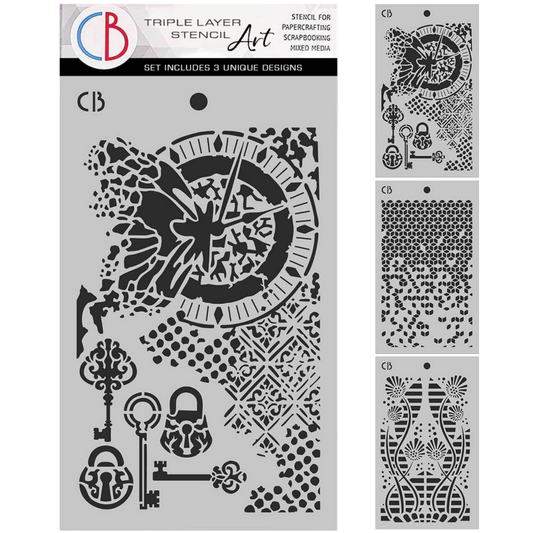 Ciao Bella Fairy Whispers 5x8 Inch Stencil Mix Triple Layer Set