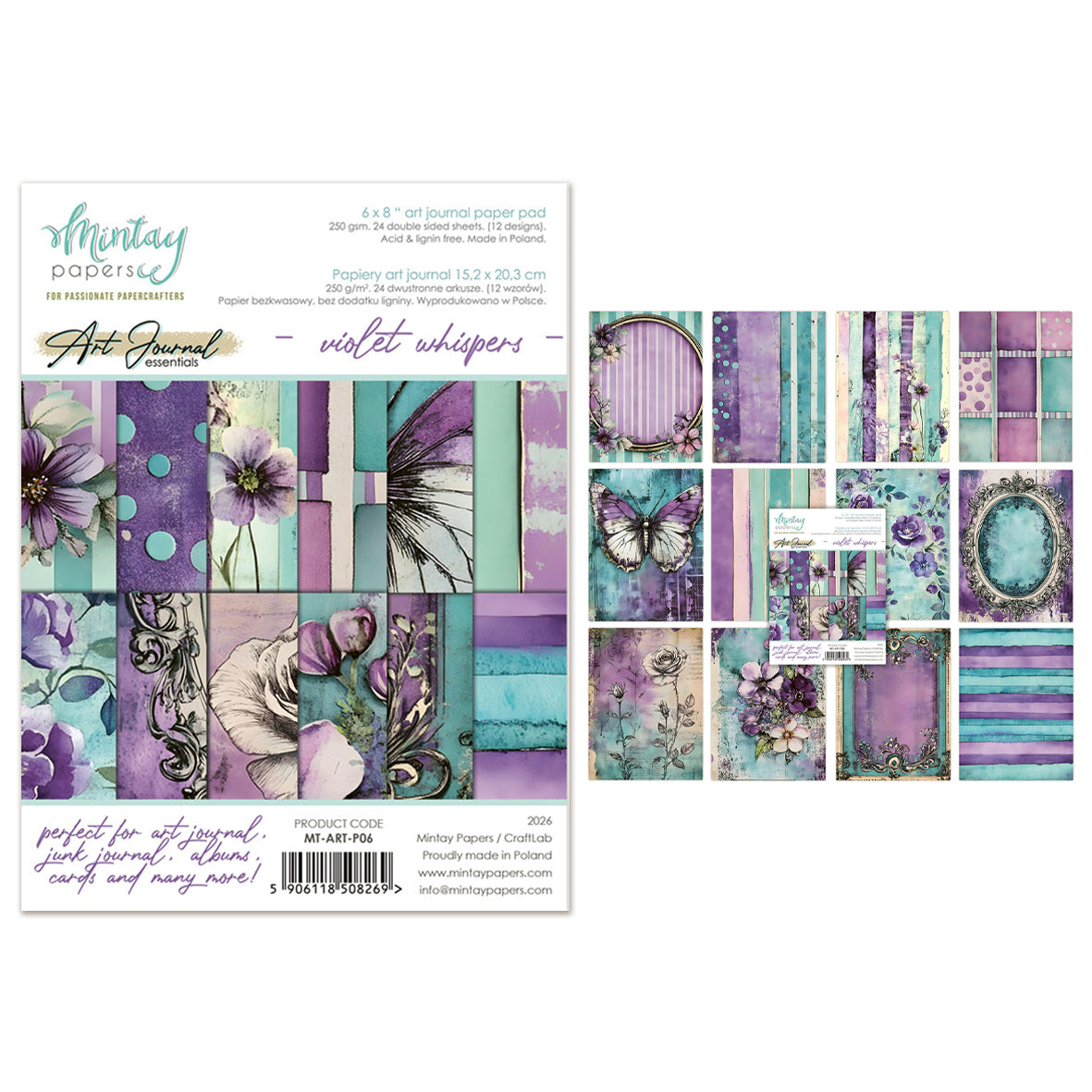 Mintay Art Journal Paper Pad 6x8 Inch Violet Whispers