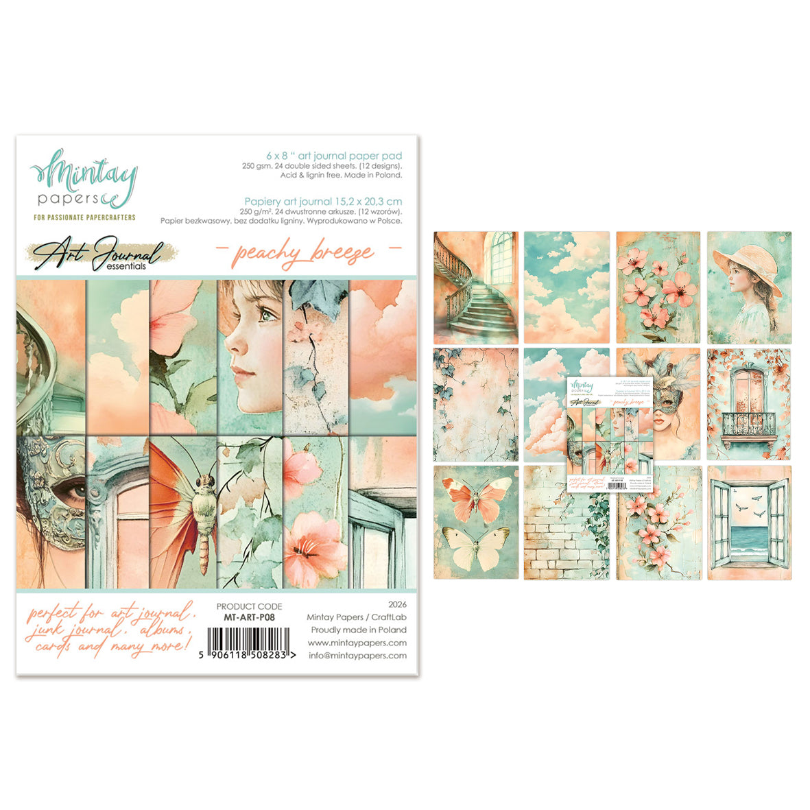 Mintay Art Journal Paper Pad 6x8 Inch Peachy Breeze