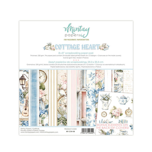 Mintay Cottage Heart 8x8 Inch Scrapbooking Paper Set