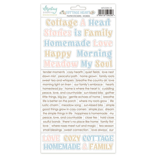 Mintay Cottage Heart 6x12 Inch Paper Stickers Words