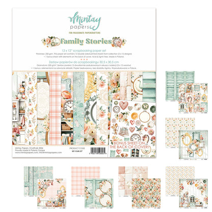 Mintay Family Stories 12x12 Inch Scrapbooking Paper Set
