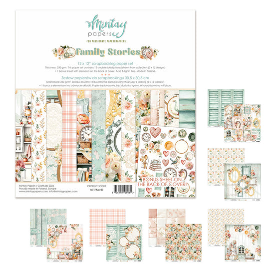 Mintay Family Stories 12x12 Inch Scrapbooking Paper Set