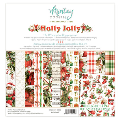 Mintay Holly Jolly 12x12 Inch Scrapbooking Paper Set