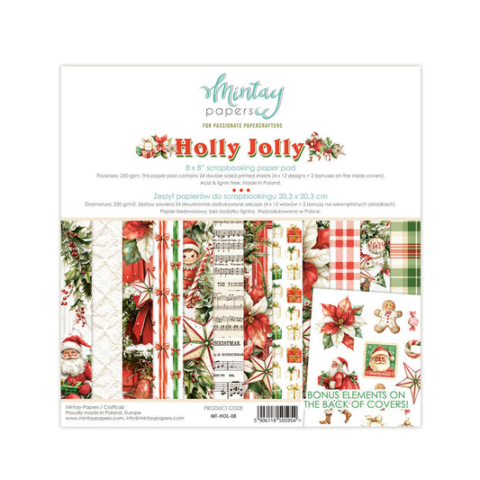 Mintay Holly Jolly 8x8 Inch Scrapbooking Paper Set