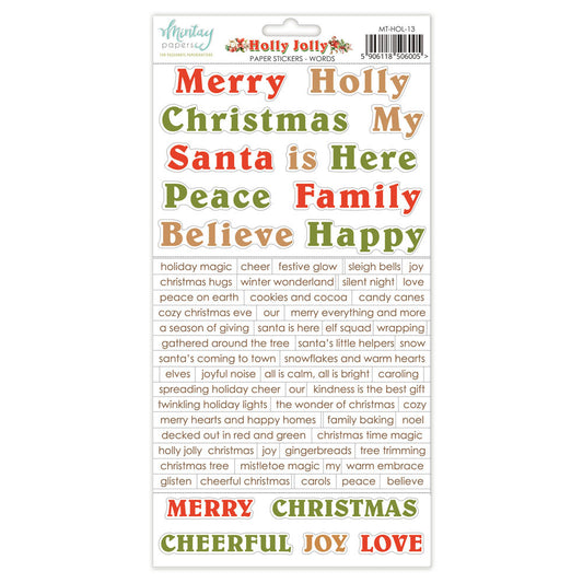 Mintay Holly Jolly 6x12 Inch Paper Stickers Words