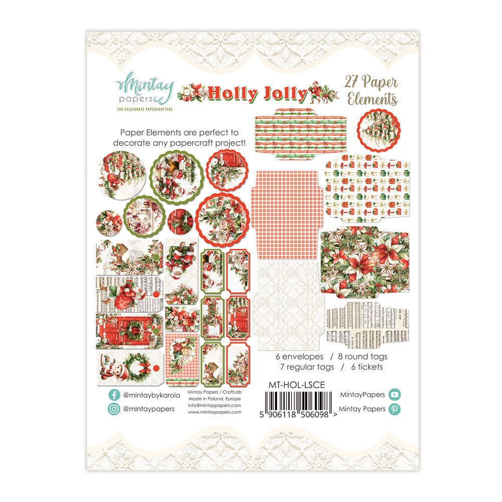 Mintay Holly Jolly 6x8 Inch Paper Elements (27 pcs)